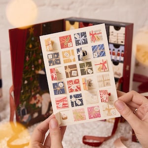 Biglietto d'auguri per il calendario dell'Avvento con lo Schiaccianoci, articoli di cancelleria per il conto alla rovescia di Natale, biglietto di auguri per le feste