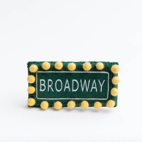 Lights Over Broadway Ornament, Hand Felted At The Theater Keepsake, Handmade NYC Times Square Charm