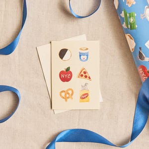 NYC Icons Greeting Card, Big Apple Stationery, New York City Symbols Note Card
