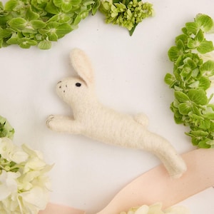 Snowshoe Hare Ornament, Hand Felted White Rabbit Charm, Handmade Easter Decor