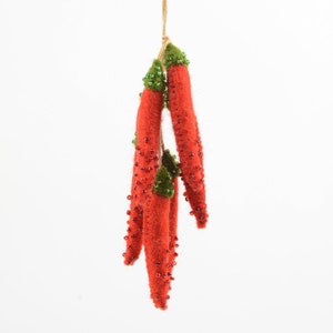 Small Red Chili Pepper Bundle, Hand Felted Southwestern Fruit Ornament, Handmade Spicy Food Charm image 6