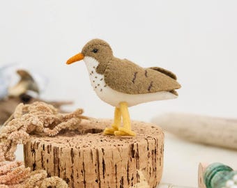 Spotted Sandpiper Ornament, Handmade Felt Shorebird Decor, Coastal Wildlife Keepsake, Birdwatcher Gift, Nature Inspired Collectible