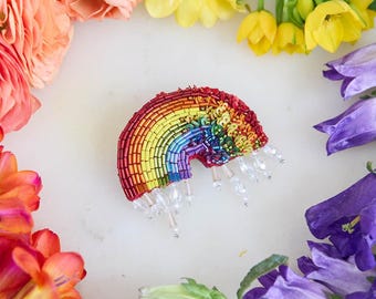 Rainbow Beaded Ornament, Handmade Pride Decor, LGBTQ Gift, Colorful Keepsake