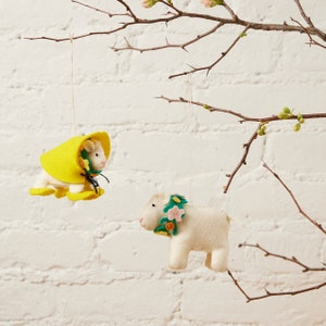 DIY KIT Spring Lambs Combo Box, Ready-To-Needlecraft Materials, Do-It-Yourself Felt Farm Animal Ornament image 2