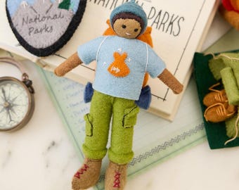 Camping To Connect - Hiker Ornament, Hand Felted Adventure Charm, Handmade Outdoorsy Decor