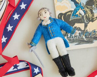 Marquis de Lafayette Ornament, Handmade Felt Historical Figure, French American Hero Keepsake, Revolutionary War Gift, History Collectible