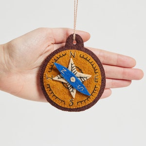 Find Your Way Compass, Hand Felted Geographic Orientation Ornament, Handmade Camping Charm image 5