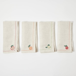 Fall Linen Napkin Set, Hand Embroidered Cotton Blend Dinner Napkins, Handmade Festive Table Decor