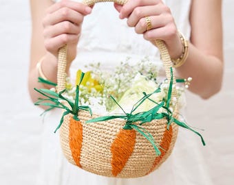 Frühlings-Korb mit Karotten, handgemachtes Ostern-Andenken
