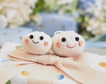 You & Me Dumplings Ornament, Hand Felted Asian Food Decor, Handmade Mother's Day Charm