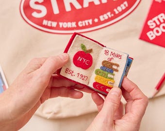 Strand Bookstore Book Ornament, NYC Literary Gift, Handmade Felt Book Decor, Christmas Ornament for Book Lovers, Iconic Bookstore Keepsake