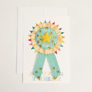 Super Star Ribbon Badge, Hand Felted Congratulatory Pin, Handmade Merit Ribbon image 7