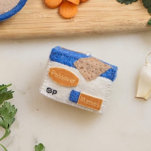 Matzo Box Ornament, Hand Felted Traditional Jewish Flatbread Keepsake, Handmade Passover Charm