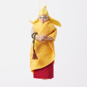 H.H. Dalai Lama-prydnad, handtovad andlig politisk figur, handgjord tibetansk buddhistisk berlock