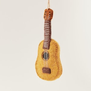 Classic Guitar, Hand Felted String Instrument Ornament, Handmade Acoustic Music Charm