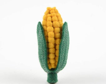 Corn on the Cob, Hand Felted Vegetable Ornament, Handmade Foodie Charm