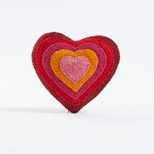 Expanding Love Dark Red Heart, Hand Felted Valentine's Day Ornament, Handmade Mother's Day Gift image 1