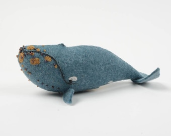 Right Whale, Hand Felted Ocean Animal Ornament, Handmade Seaside Charm