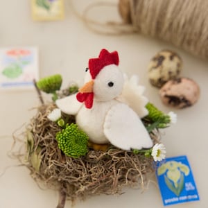 Little Rooster Ornament, Hand Felted Farm Animal Charm, Handmade Easter Decor