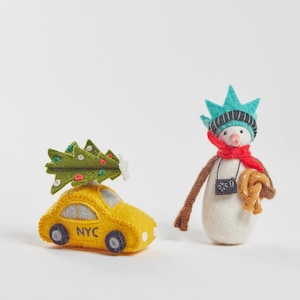 Bundle: Classic NYC Holiday Duo, Hand Felted Christmas Ornaments, Handmade Festive City Decor