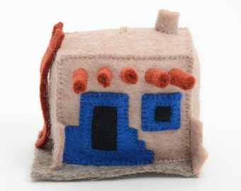 Pueblo House, Hand Felted Traditional Architecture Ornament, Handmade Southwestern Charm
