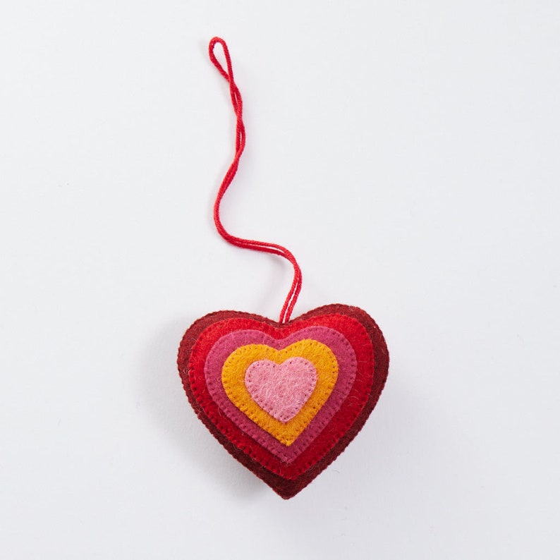 Expanding Love Dark Red Heart, Hand Felted Valentine's Day Ornament, Handmade Mother's Day Gift image 4