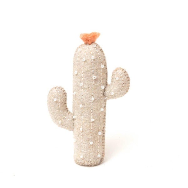 Eggshell Desert Magic Cactus Ornament, Hand Felted Desert Plant, Handmade Southwestern Charm