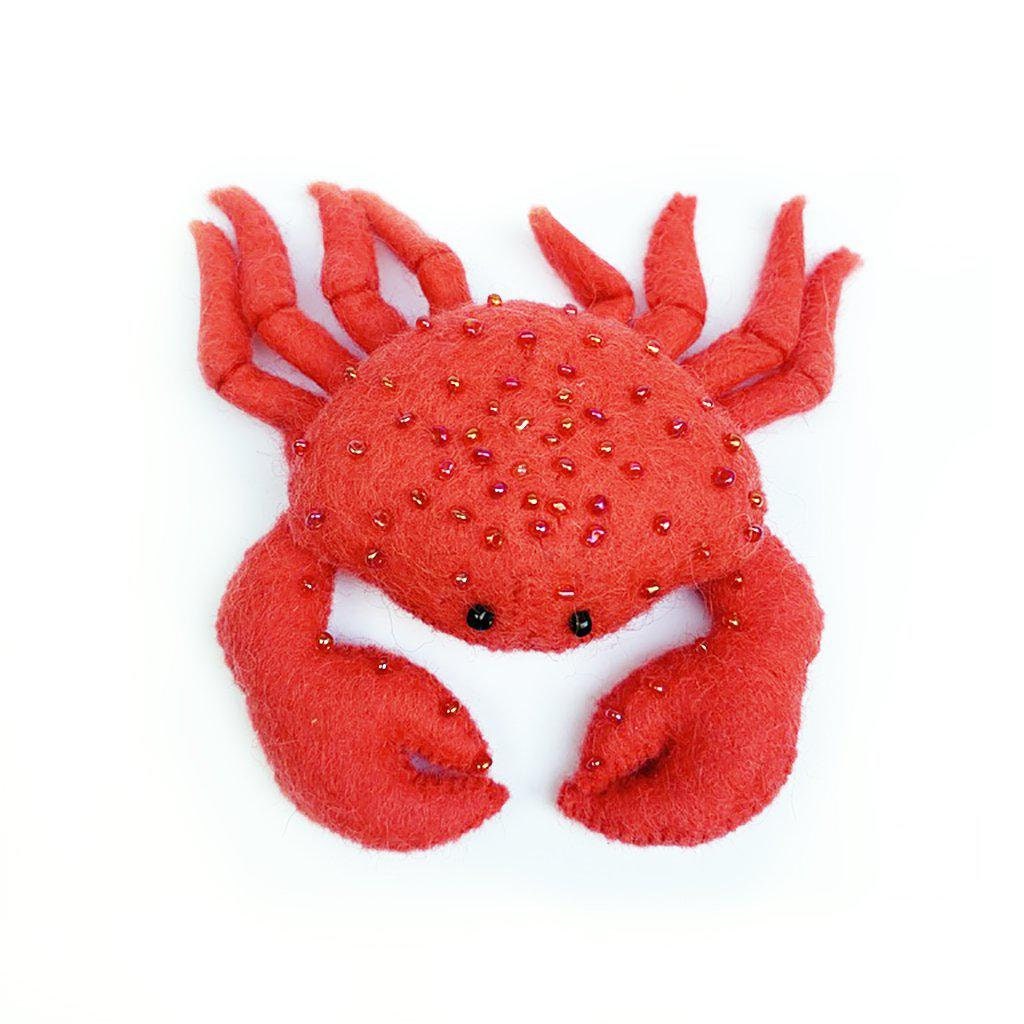 Ornement de Crabe en Feutre, Ornement Constellation Rouge, Noël Feutre