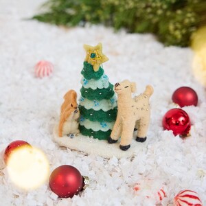 Deer & Squirrel Decorating Tree Ornament, Hand Felted Woodland Charm, Handmade Christmas Holiday Decor