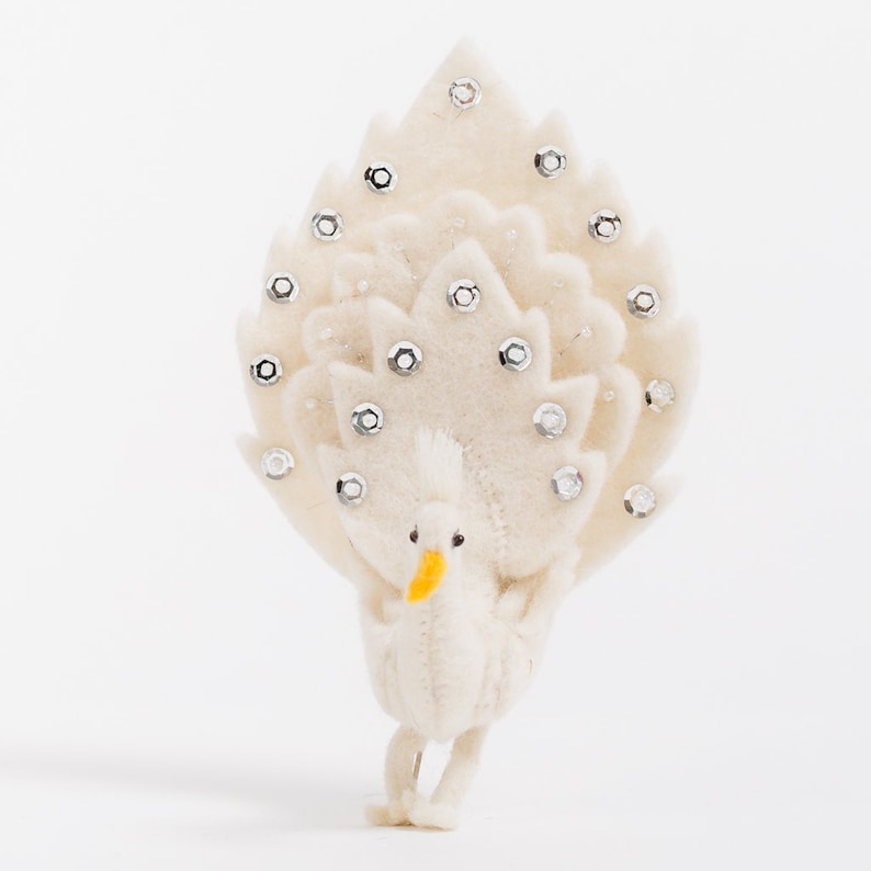 Yellow Proud Peacock Felt Ornament Felt Christmas Ornament