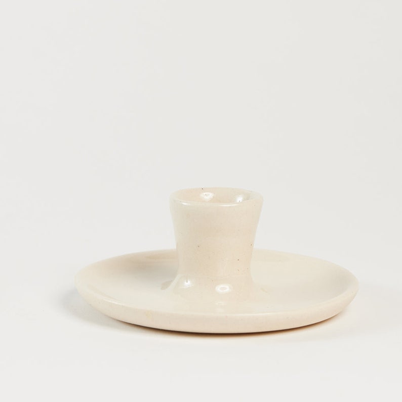Natural Glossy Ceramic Candle Holder, Handcrafted Stoneware Pottery, Handmade Home Decor image 2