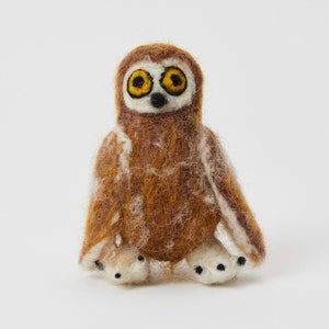 Saw-whet Owl Ornament, Hand Felted Brown Bird Charm, Handmade Nature Decor