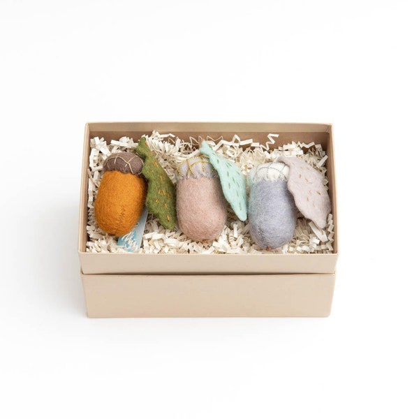 Winter's Harvest Gift Box Set, Hand Felted Christmas Ornaments, Handmade Good Luck Charms