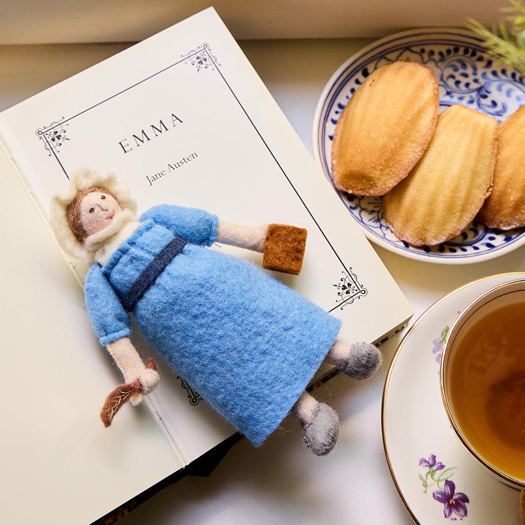 Decorazione di Jane Austen, decorazione per albero di Natale letteraria, regalo d'autore fatto a mano, decorazione in feltro in stile Regency, ricordo natalizio per gli amanti dei libri