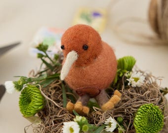 Miniature Ceramic Kiwi Bird Baby New Zealand Animal Little Brown