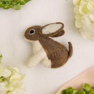 Little Brown Bunny Ornament, Hand Needle Felted Rabbit, Handmade Spring Decor