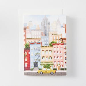 Biglietto d'auguri con vista sulle festività di New York, articoli di cancelleria natalizia in città, biglietto di auguri per le festività metropolitane