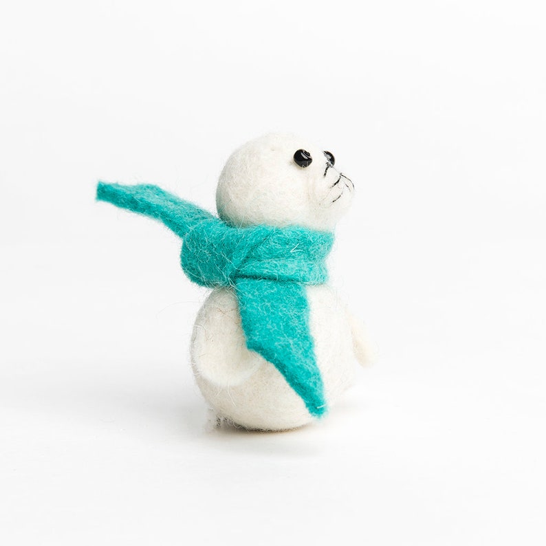 Felt Seal Ornament Playful Seal Pup White Felt Christmas Etsy