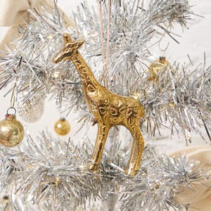 Giraffe Ornament - Antique Brass, Hand Crafted Gold Safari Charm, Handmade Wildlife Metal Decor