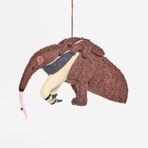 Anteater with Baby Ornament, Hand Felted Tropical Forest Animal, Handmade New Baby Decor
