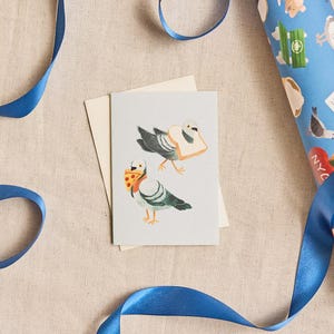 NYC Pigeons Greeting Card, New York City Stationery, Urban Birds Note Card