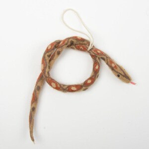 Dark Brown Diamond Snake Ornament, Hand Needle Felted Desert Serpent, Handmade Southwestern Charm image 6