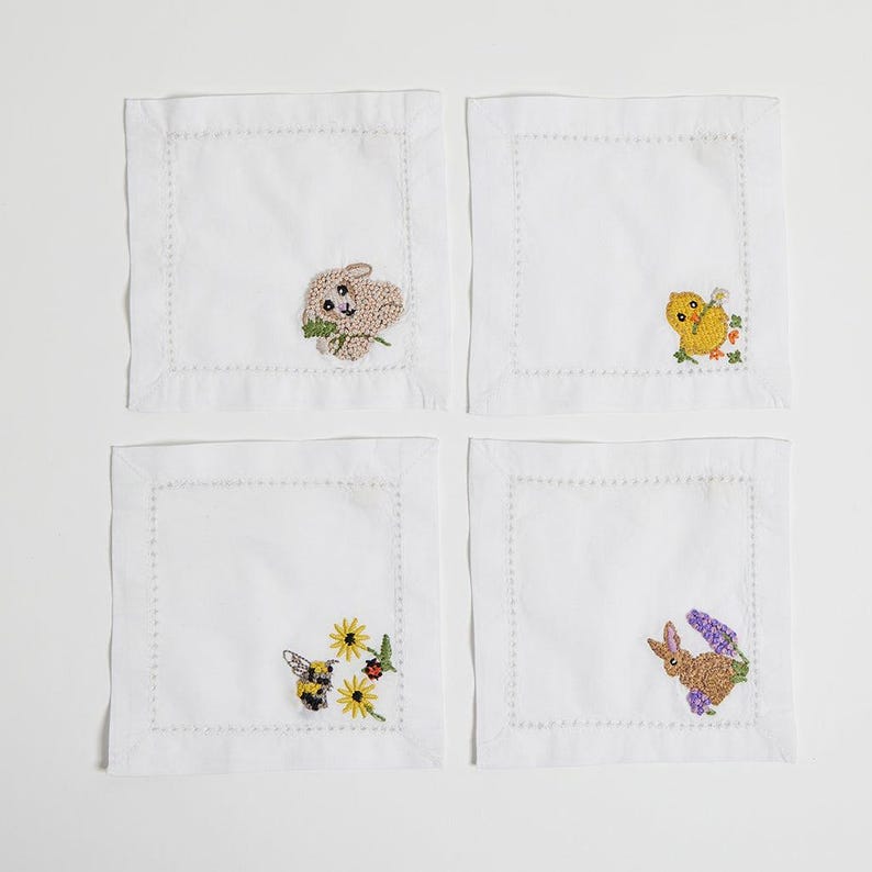 Craftspring Embroidery Cocktail Napkins - Thumbnail 5