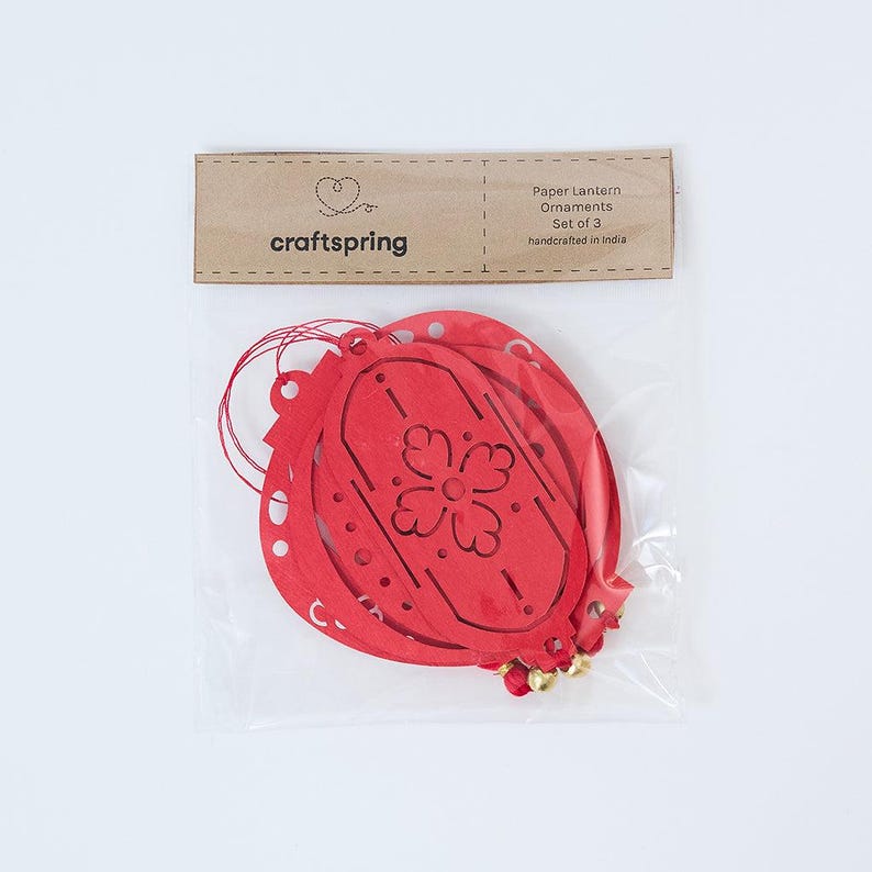 Paper Lantern Ornaments - Set of 3, Handmade Lunar New Year Decor, Festive Red Chinese Celebration Keepsakes image 8