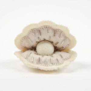 Neutral Shimmering Pearl Oyster, Hand Felted Ocean Animal Ornament, Handmade Lucky Charm