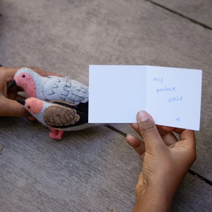 Mourning Dove Pair Ornament, Hand Felted Pigeons, Handmade Bird Charm image 2