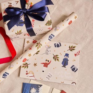 Nutcracker Wrapping Paper Sheets - Set of 4, Festive Christmas Stationery, Holiday Gift Wrap
