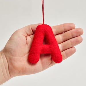Red Letter Ornaments, Hand Felted Alphabet Character Charm, Handmade Christmas Stocking Decor