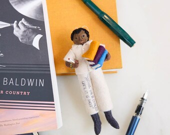 James Baldwin Ornament, Handmade Felt Literary Decor, Author Tribute Keepsake, Black History Gift, Book Lover Collectible