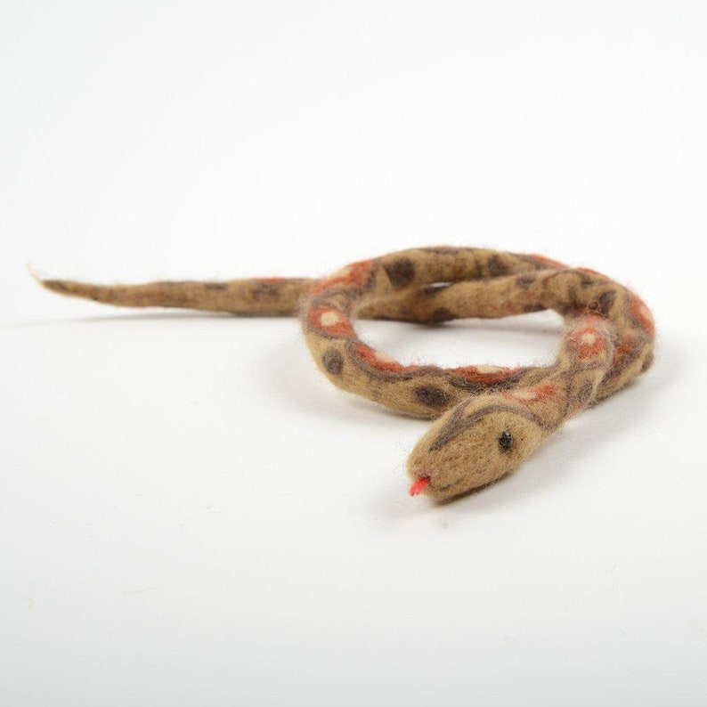 Dark Brown Diamond Snake Ornament, Hand Needle Felted Desert Serpent, Handmade Southwestern Charm image 4